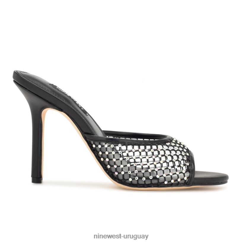 BD04221080 Nine West sandalias iriep de tacón malla negra