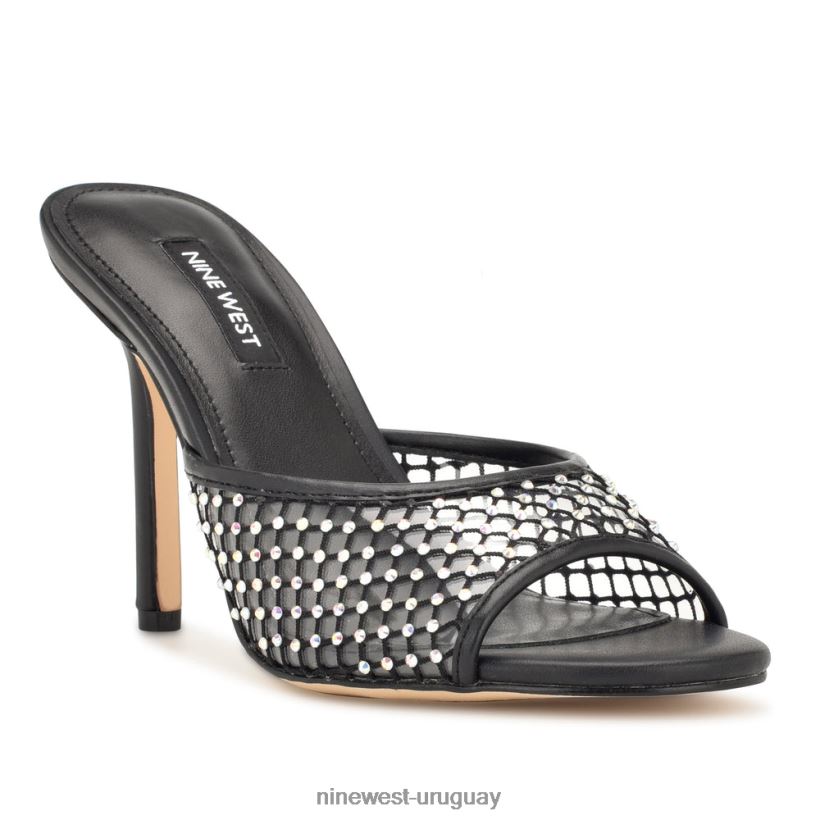 BD04221080 Nine West sandalias iriep de tacón malla negra