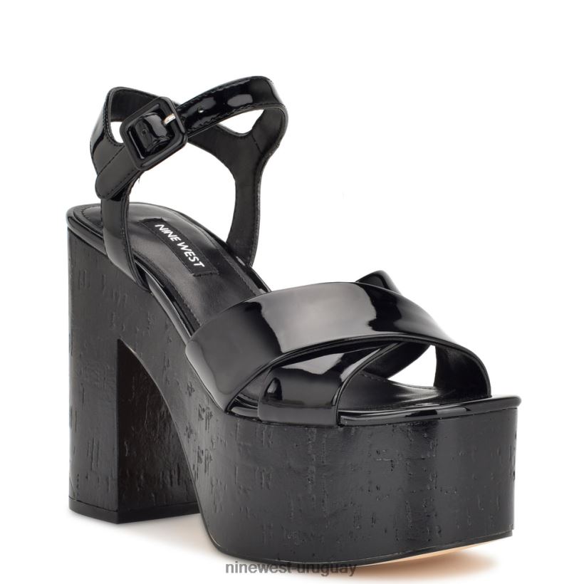 BD0422159 Nine West sandalias con plataforma rilay charol negro