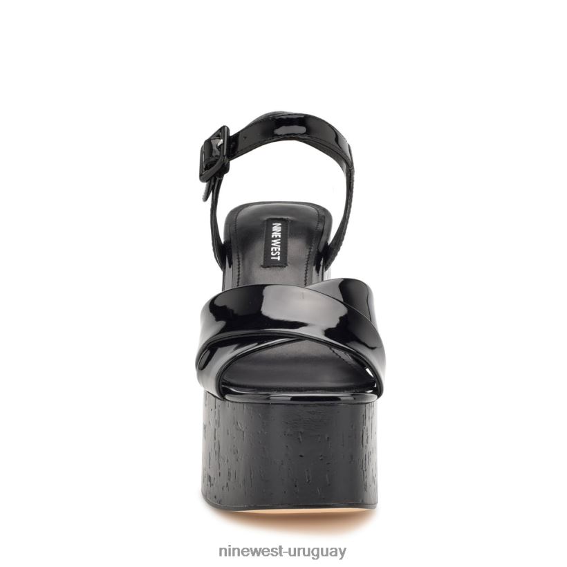 BD0422159 Nine West sandalias con plataforma rilay charol negro