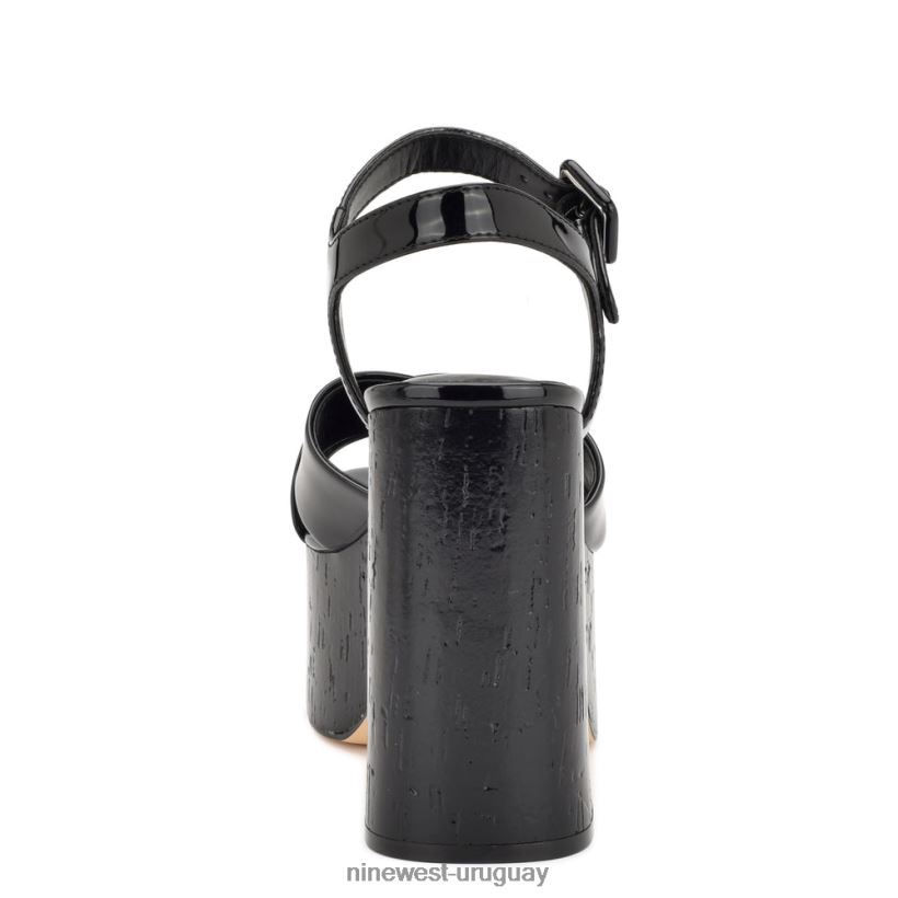 BD0422159 Nine West sandalias con plataforma rilay charol negro