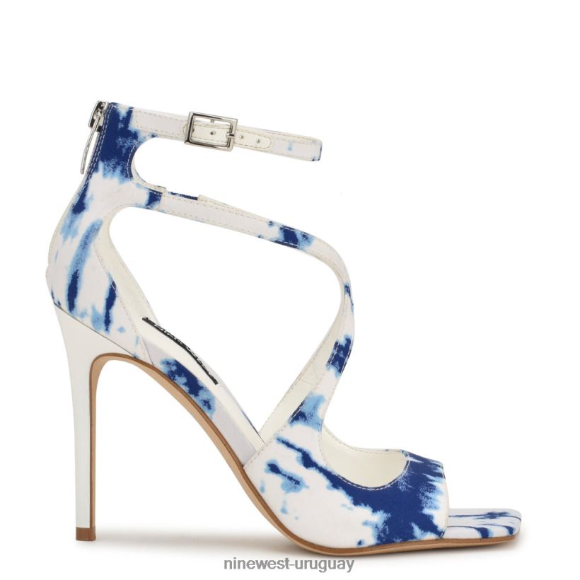 BD0422168 Nine West sandalias tulah con tira en el tobillo teñido anudado azul blanco