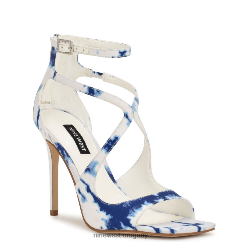 BD0422168 Nine West sandalias tulah con tira en el tobillo teñido anudado azul blanco