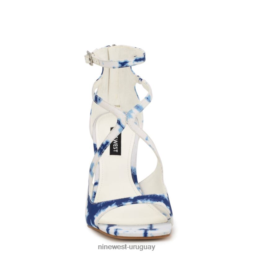 BD0422168 Nine West sandalias tulah con tira en el tobillo teñido anudado azul blanco