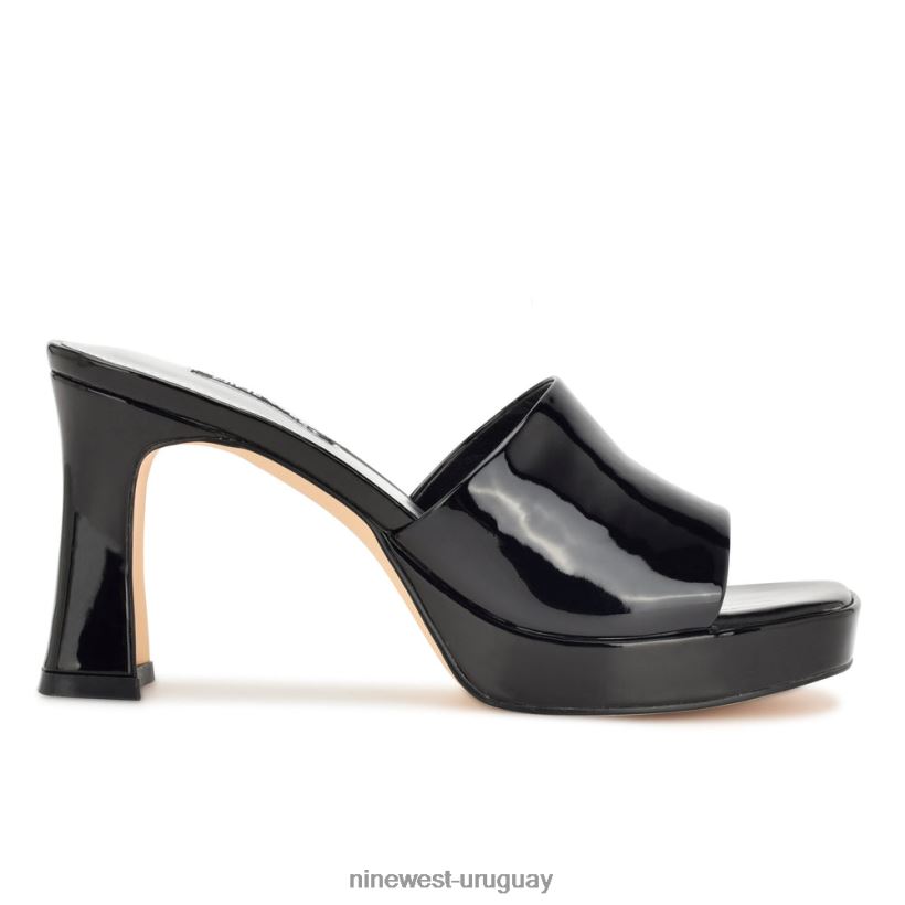 BD04221710 Nine West sandalias beez con plataforma charol negro