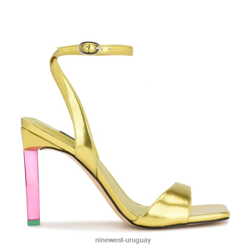 BD04221735 Nine West sandalias de tacón maris amarillo metalizado