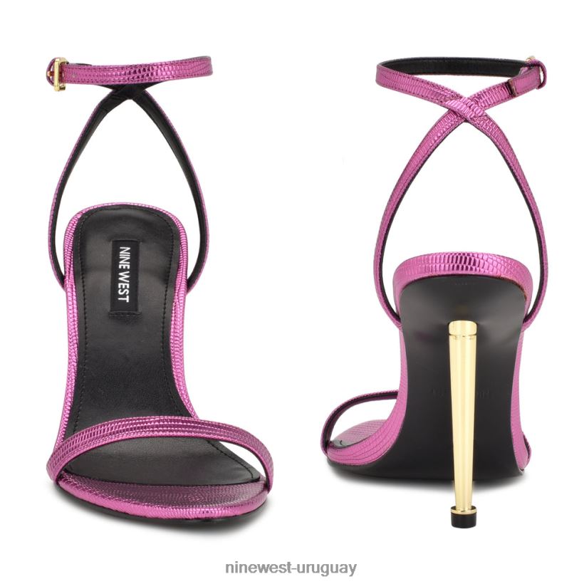 BD04221738 Nine West sandalias reina con tira en el tobillo estampado de lagarto magenta metalizado