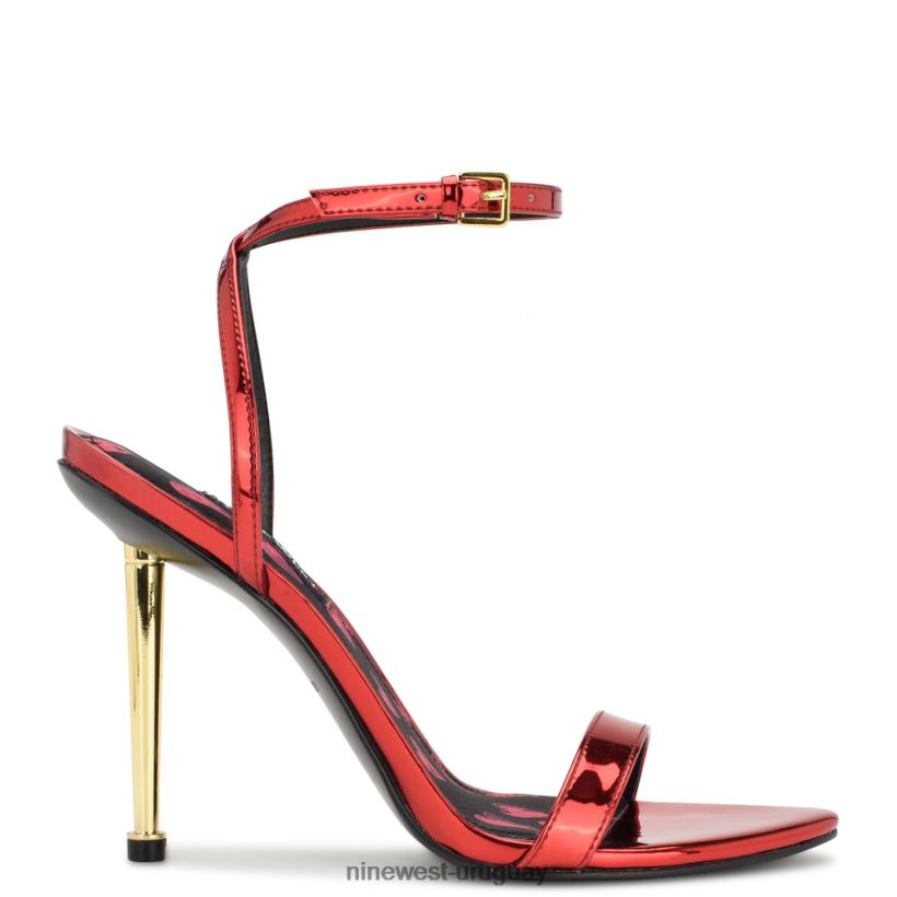 BD04221757 Nine West sandalias reina con tira en el tobillo corazones metálicos espejo rojo