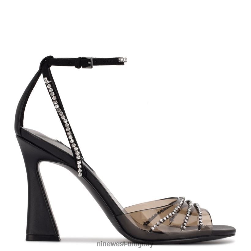 BD04221828 Nine West sandalias de tacón clase negro/cristal ahumado
