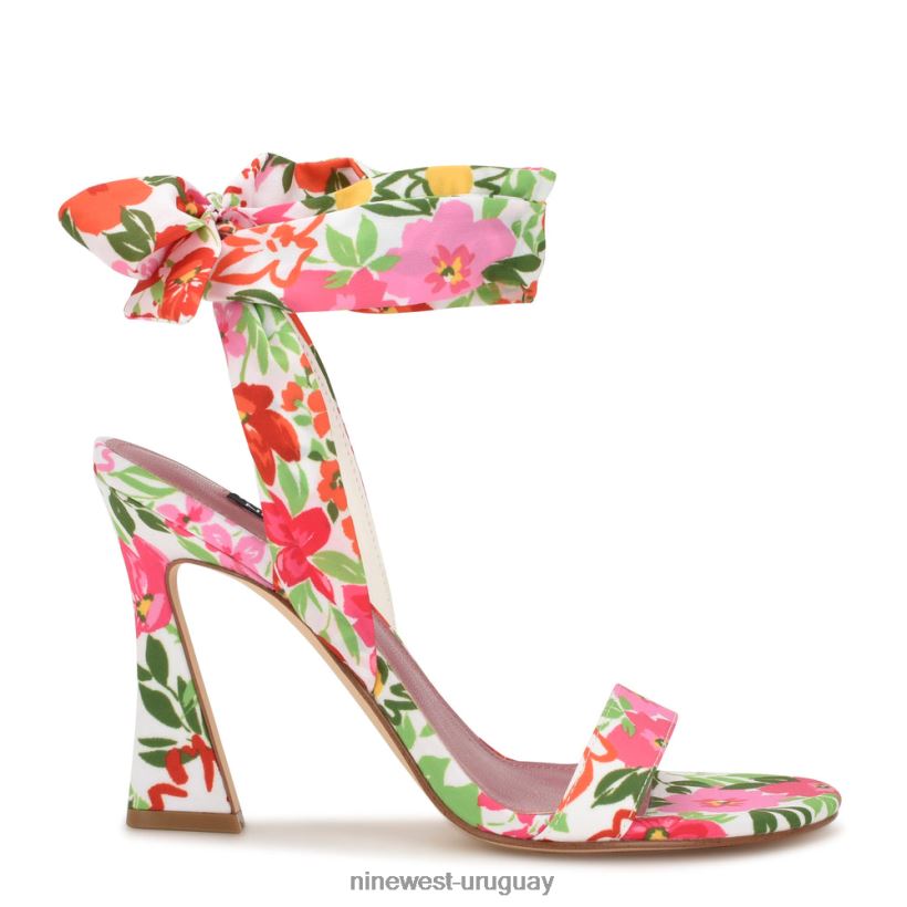 BD0422183 Nine West sandalias de tacón con diseño cruzado Kelsie rosa multi jardín floral