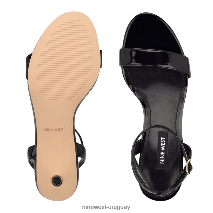 BD04221866 Nine West sandalias de tacón con tira en el tobillo anny charol negro
