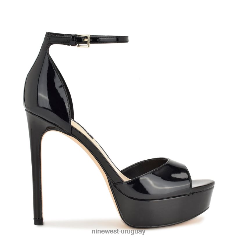 BD0422189 Nine West sandalias grilo con plataforma y correa en el tobillo charol negro