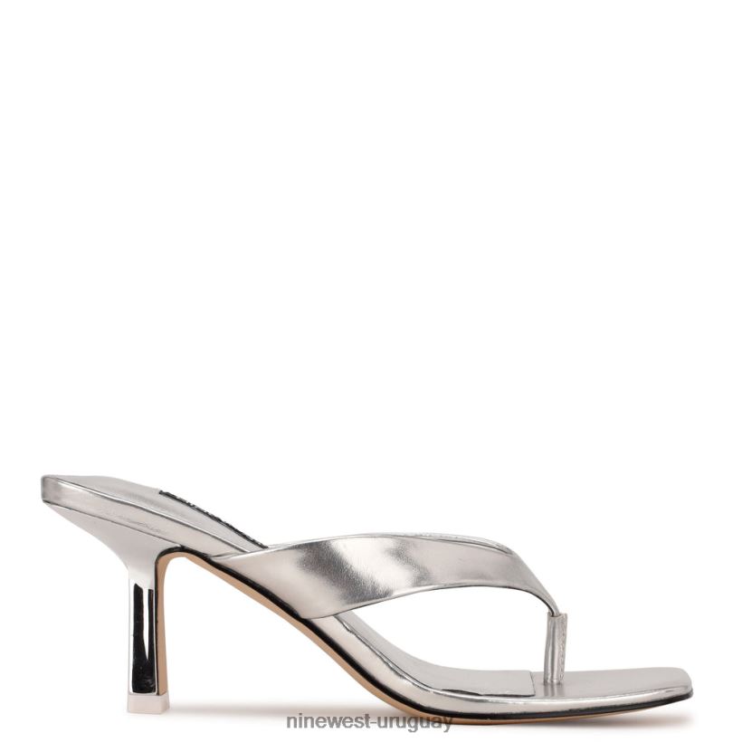 BD04221926 Nine West sandalias de dedo con tacón Nest plata