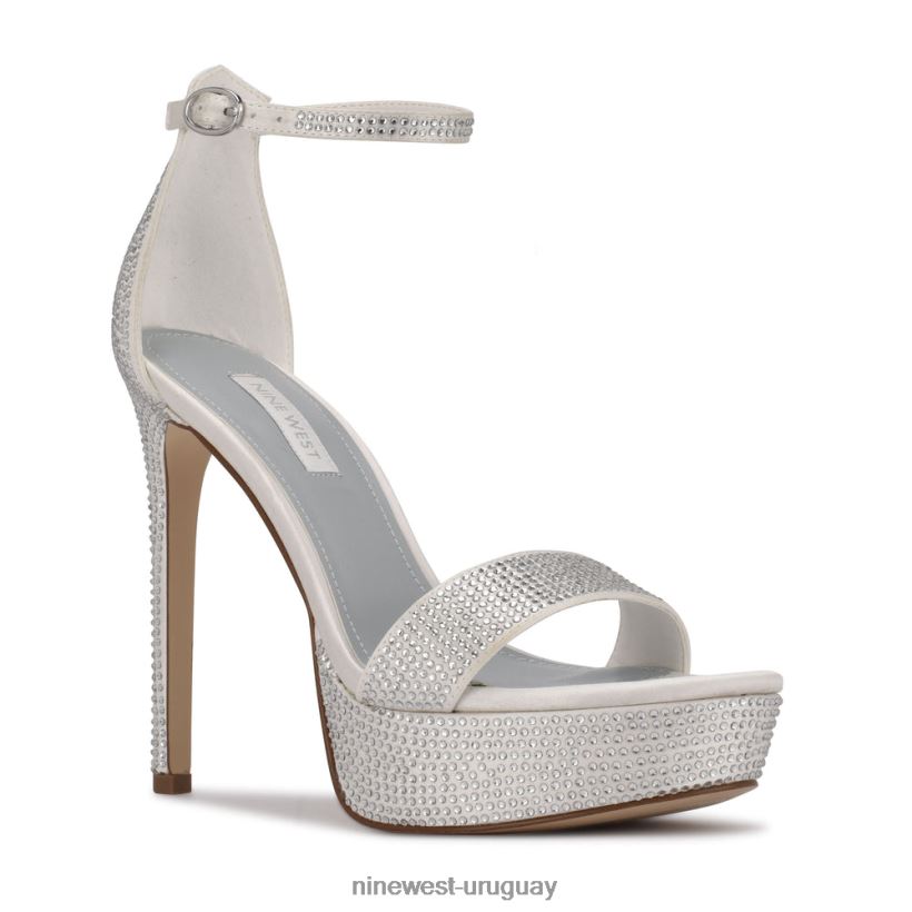 BD04221999 Nine West sandalias con plataforma satén blanco