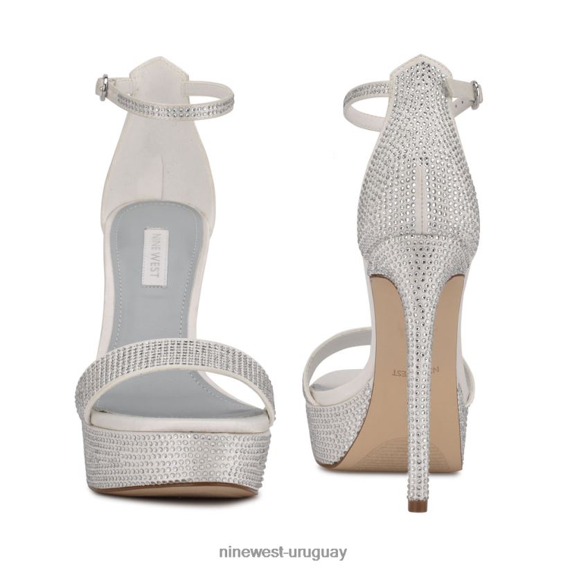 BD04221999 Nine West sandalias con plataforma satén blanco