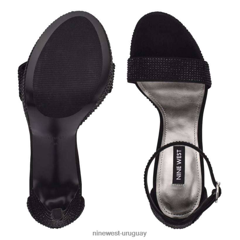 BD04222002 Nine West sandalias con plataforma ante negro brillante