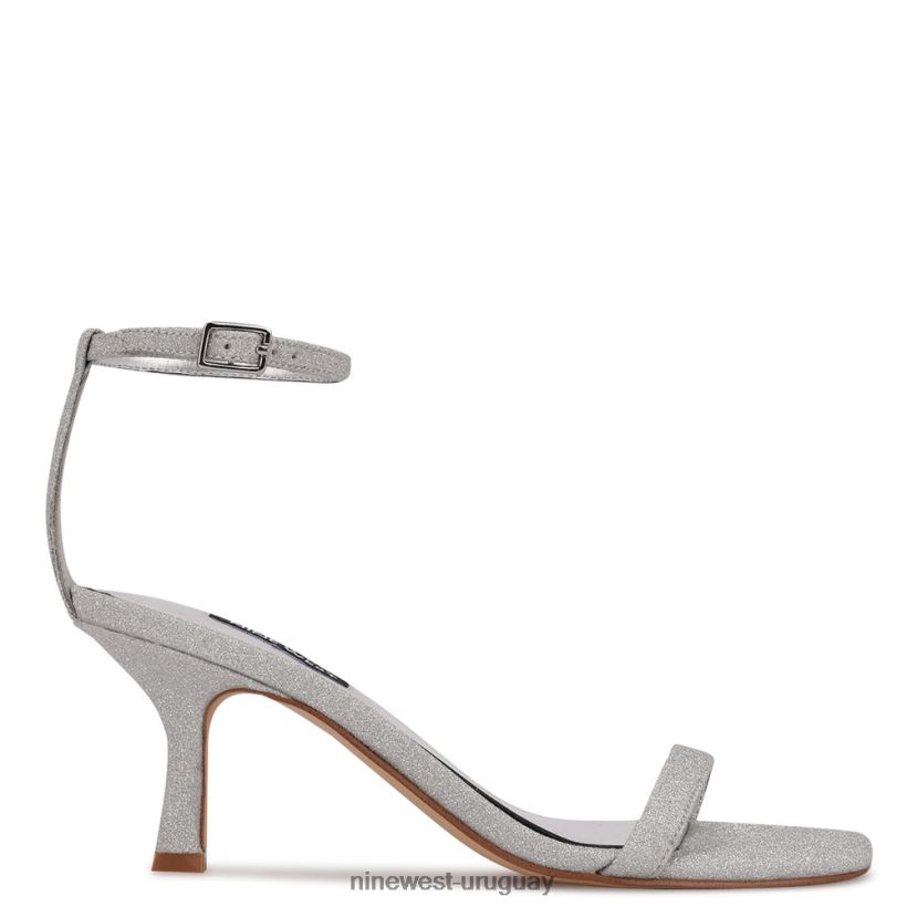 BD04222005 Nine West sandalias de tacón maduras brillo plateado