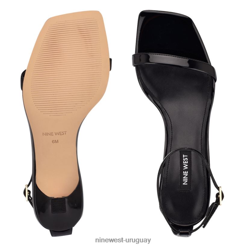 BD04222007 Nine West sandalias de tacón maduras charol negro