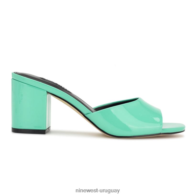 BD0422204 Nine West sandalias ferris con tacón cuadrado patente verde menta neón