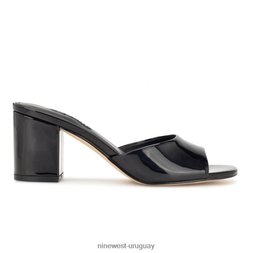 BD0422205 Nine West sandalias ferris con tacón cuadrado charol negro