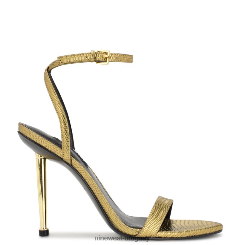 BD0422231 Nine West sandalias reina con tira en el tobillo estampado de lagarto bronce metalizado