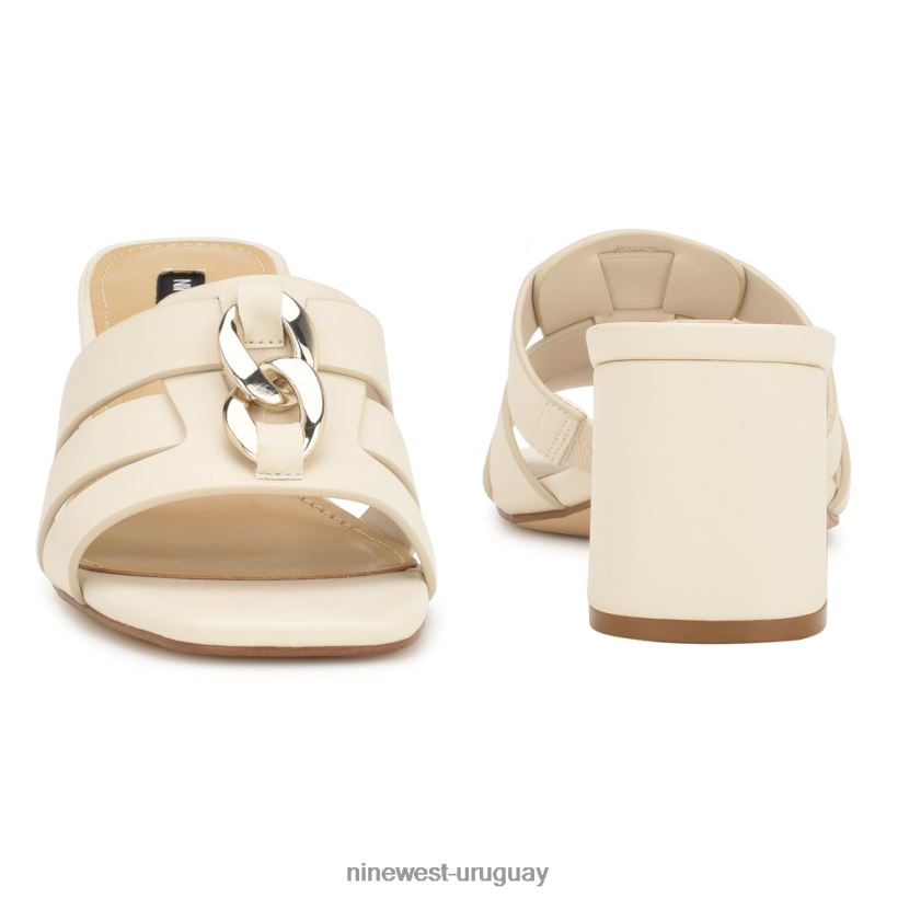 BD0422249 Nine West sandalias con tacón estilo gipper crema elegante