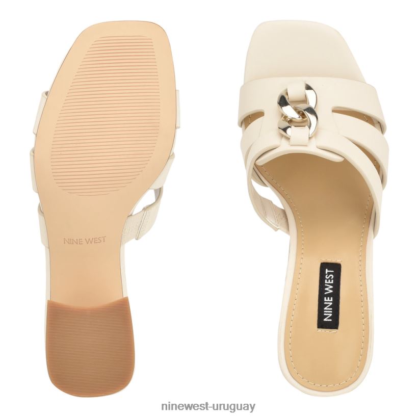 BD0422249 Nine West sandalias con tacón estilo gipper crema elegante