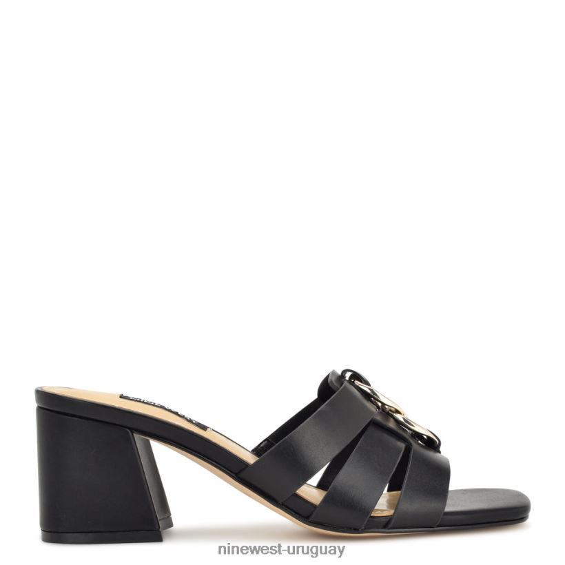 BD0422250 Nine West sandalias con tacón estilo gipper negro