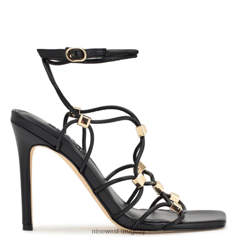 BD0422254 Nine West sandalias tenor con tacón cruzado en el tobillo negro