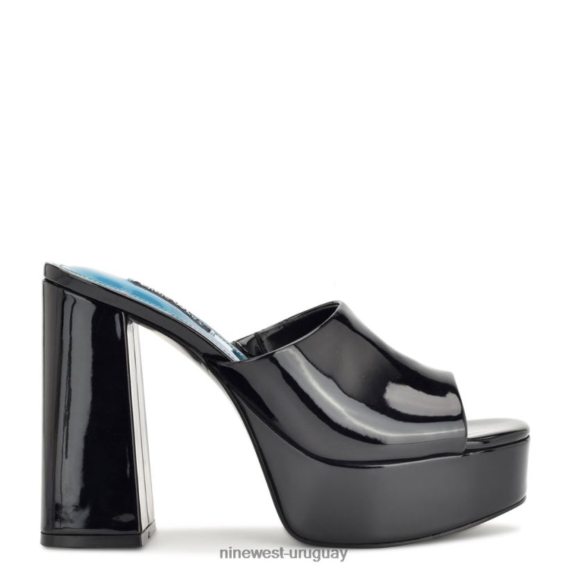 BD0422258 Nine West sandalias jilie con plataforma charol negro
