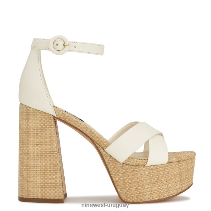 BD0422274 Nine West sandalias con plataforma willie rafia blanca