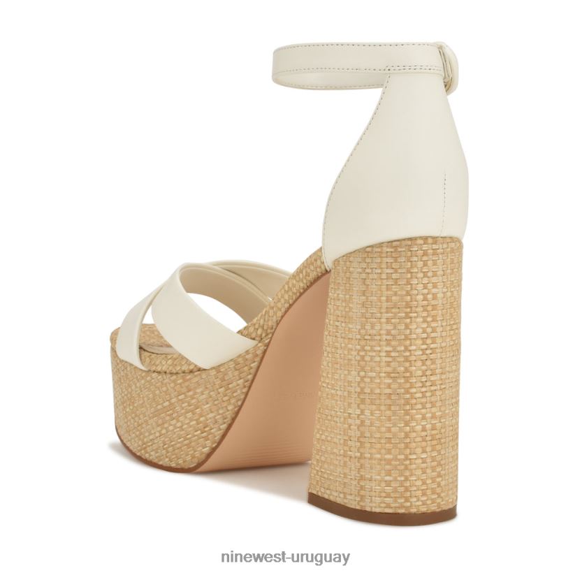BD0422274 Nine West sandalias con plataforma willie rafia blanca