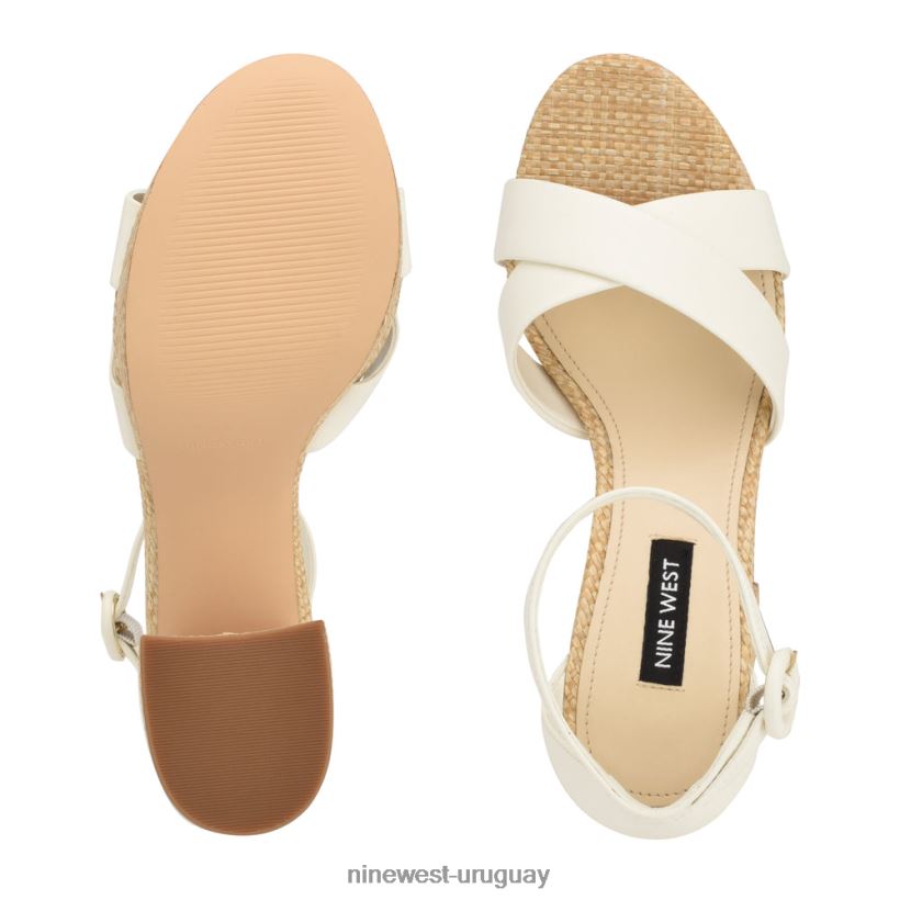 BD0422274 Nine West sandalias con plataforma willie rafia blanca