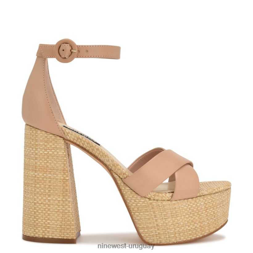BD0422275 Nine West sandalias con plataforma willie rafia apenas desnuda