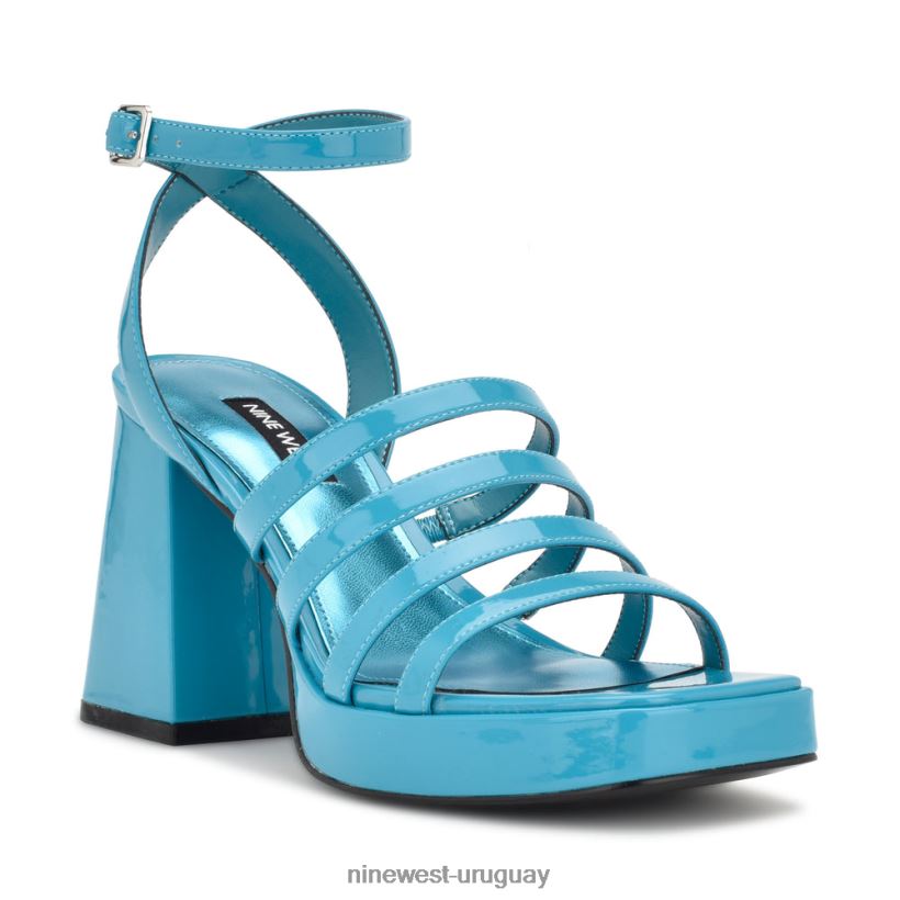 BD0422283 Nine West sandalias teriss con plataforma y tiras charol azul agua