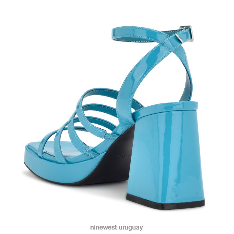 BD0422283 Nine West sandalias teriss con plataforma y tiras charol azul agua