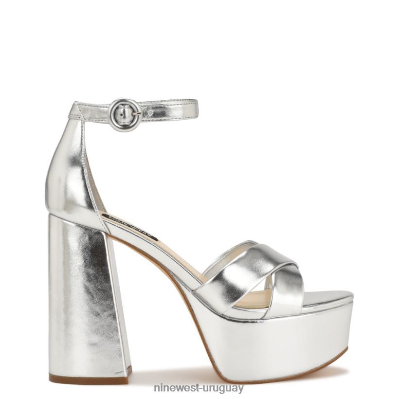 BD0422306 Nine West sandalias con plataforma willie plata metalizada