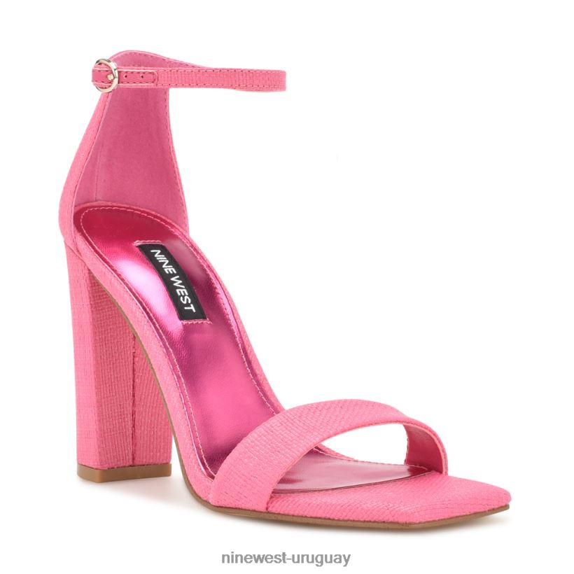 BD0422339 Nine West sandalias Marrie con tira tejida en el tobillo rafia rosa
