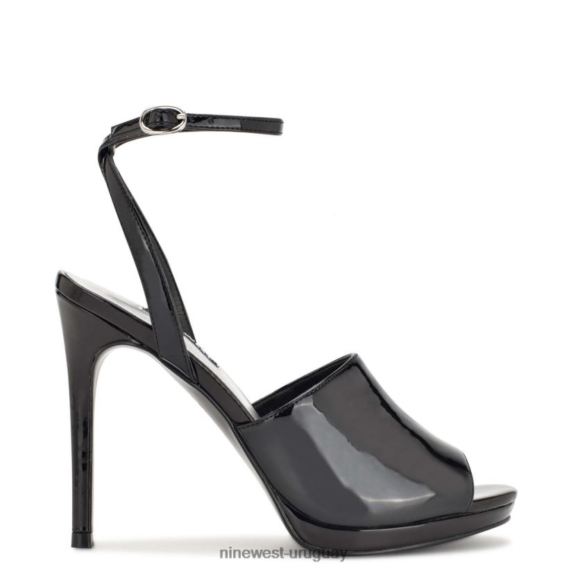 BD0422361 Nine West sandalias limbery con tira en el tobillo charol negro