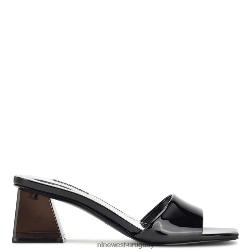 BD0422363 Nine West sandalias de tacón oaky charol negro