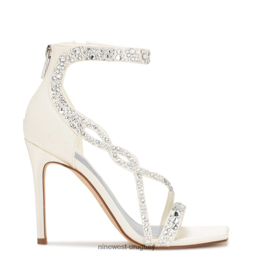 BD0422364 Nine West sandalias de tacón talla cristal satinado marfil