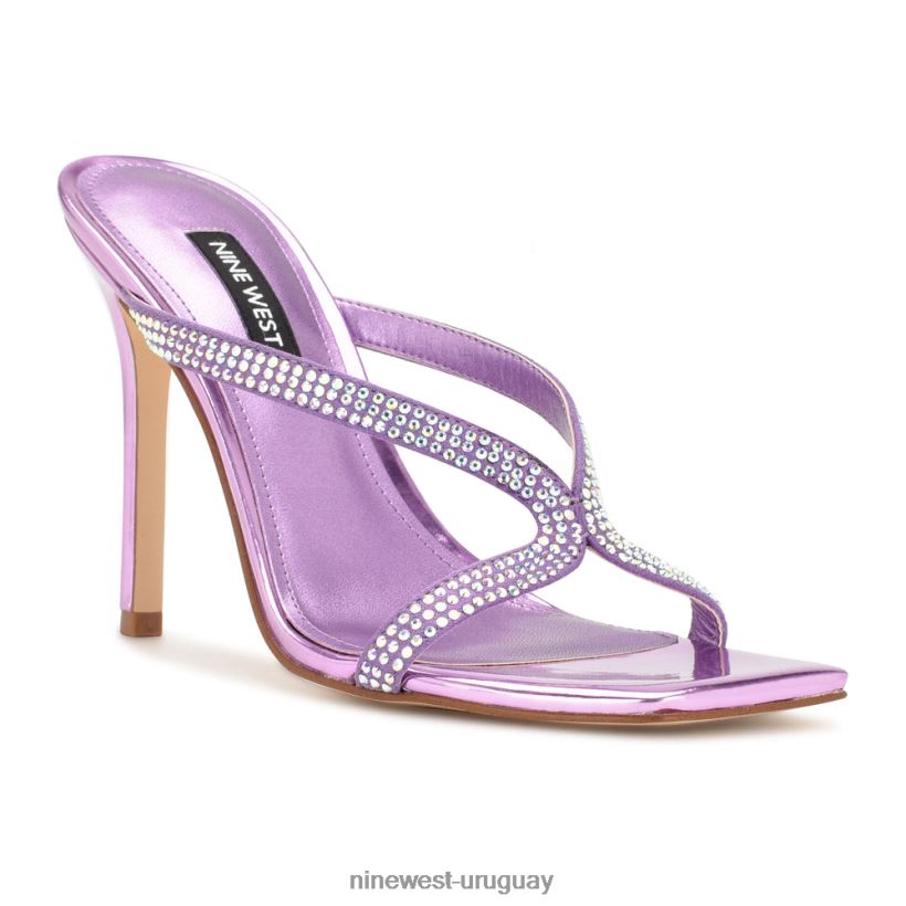 BD0422368 Nine West sandalias con tacón retorcido morado metalizado