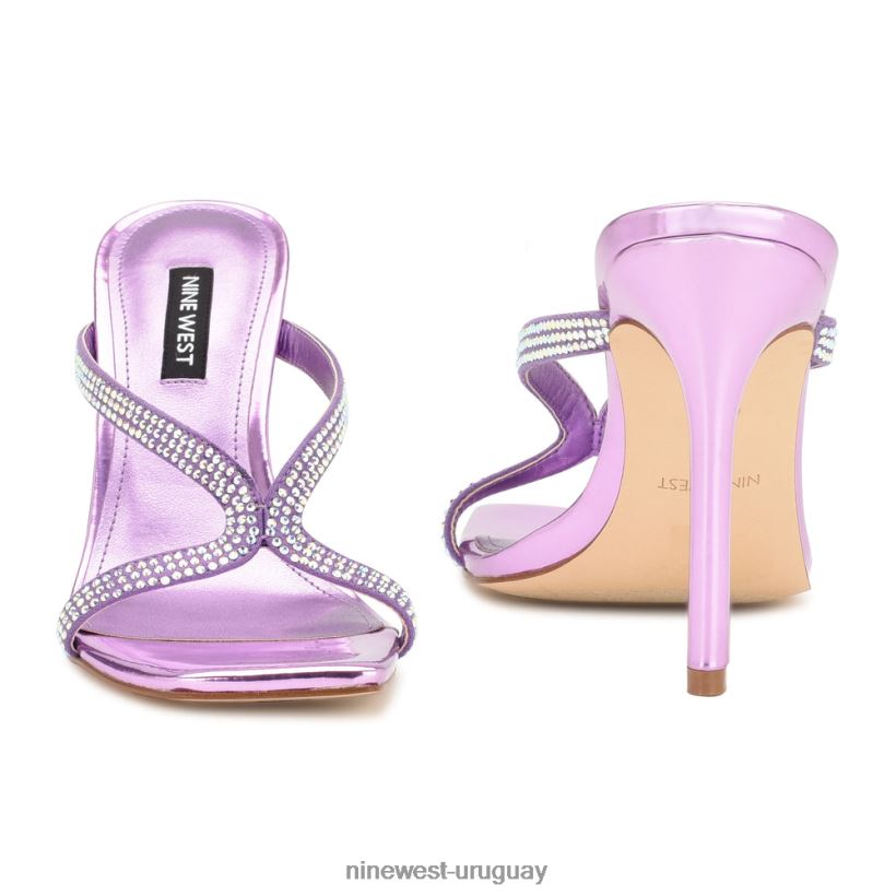 BD0422368 Nine West sandalias con tacón retorcido morado metalizado