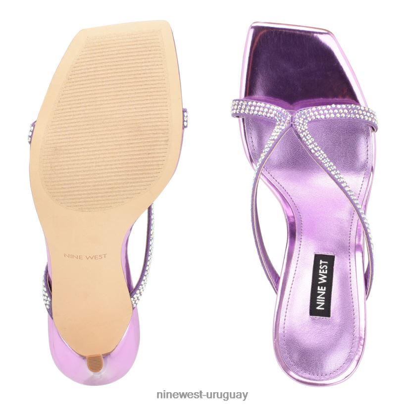 BD0422368 Nine West sandalias con tacón retorcido morado metalizado