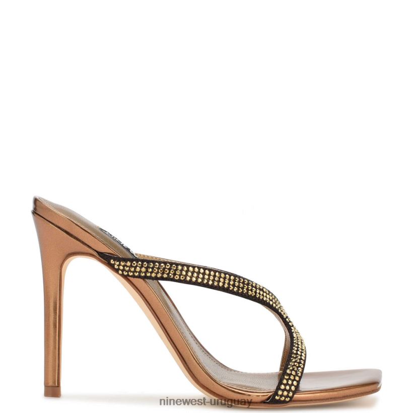 BD0422369 Nine West sandalias con tacón retorcido oro oscuro