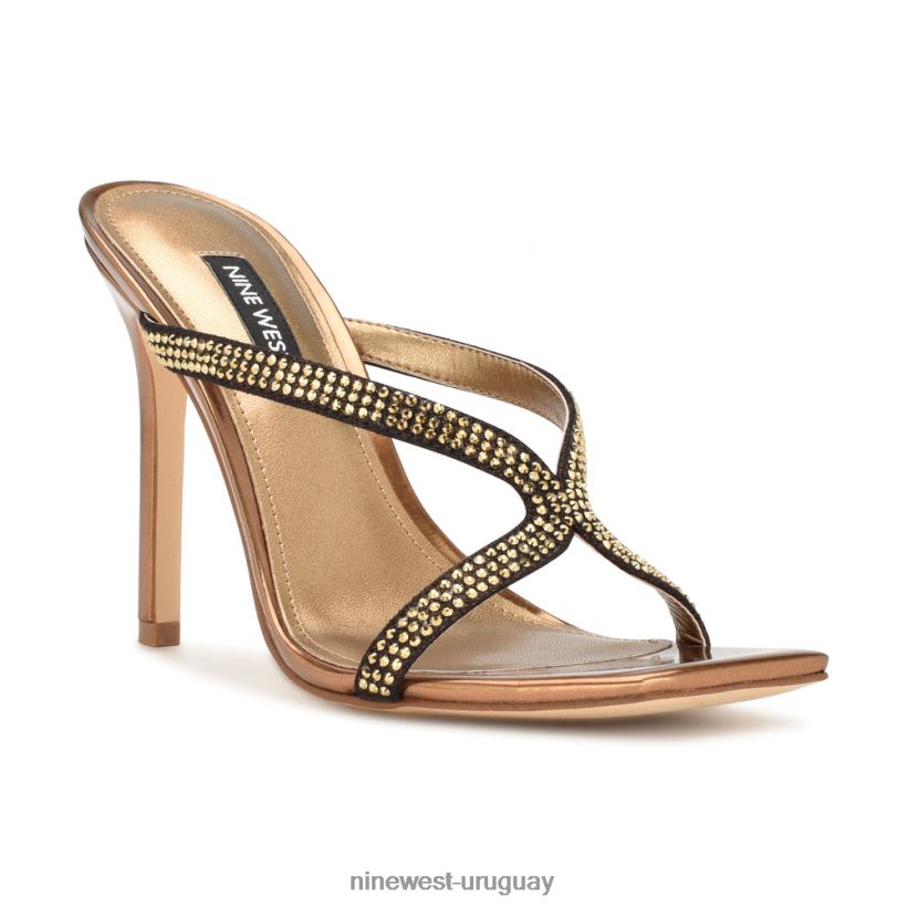 BD0422369 Nine West sandalias con tacón retorcido oro oscuro