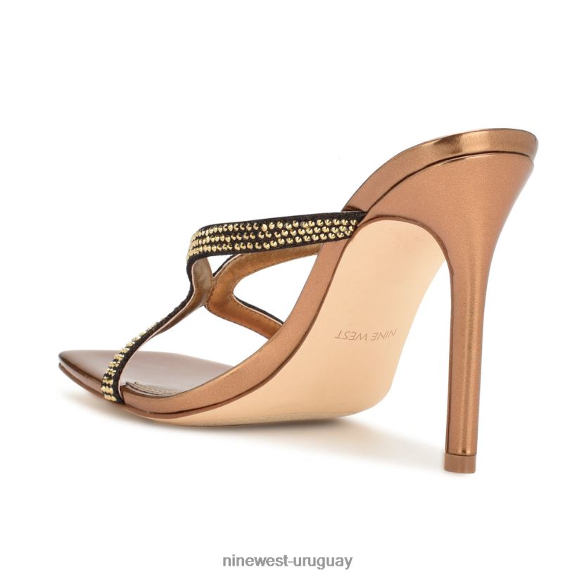BD0422369 Nine West sandalias con tacón retorcido oro oscuro