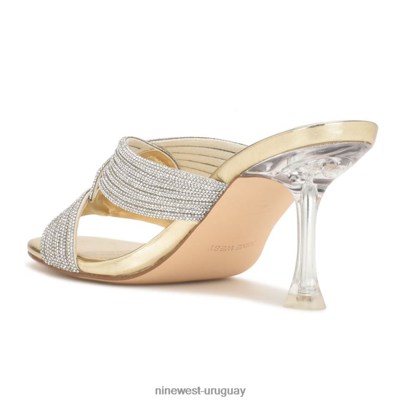BD0422373 Nine West sandalias estilo chanclas con tacón cristal de oro