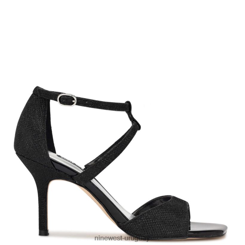 BD0422444 Nine West sandalias de tacón suspiros brillo negro