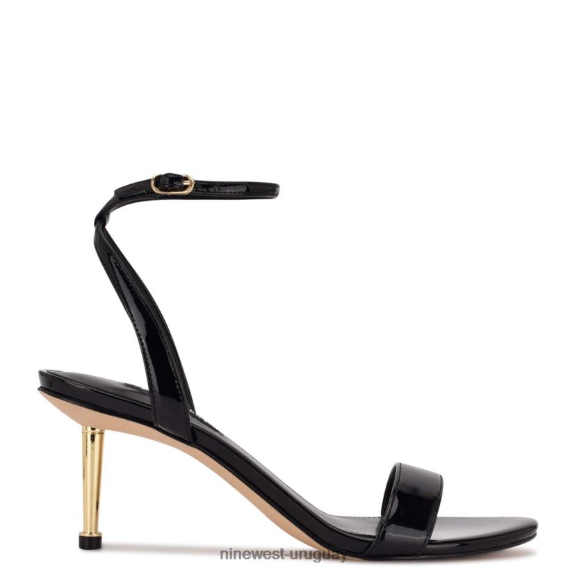 BD0422458 Nine West sandalias de tacón con tira en el tobillo anny charol negro